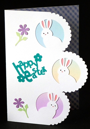 Three Bunnies Easter Card by Shirley Young