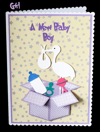 New Baby Box Card with Boy and Girl Letters by Shirley Young