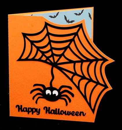 Spiders Web Halloween Card with Bats Backing Paper by Shirley Young