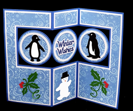 Penguins Circle Z Fold Card by Shirley Young