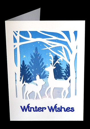 Winter Wishes Reindeer Card with Backing Paper by Shirley Young