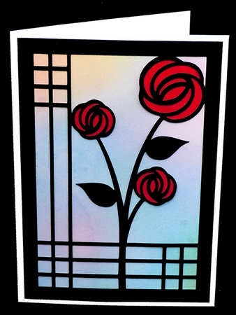 Art Nouveau Roses Card with Backing Paper by Shirley Young