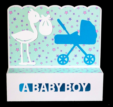 Baby Boy Box Step Card by Shirley Young
