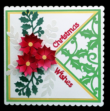 Poinsettias with Holly Panel Card by Shirley Young