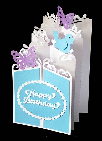 Butterflies and Bird Cascade Card by Shirley Young