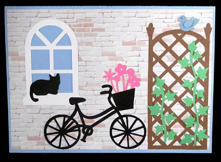 Bicycle Scene Card with backing paper by Shirley Young