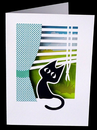 Looking Through the Window Cat Card by Shirley Young