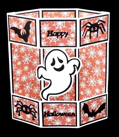 Halloween Hexagonal Box Card with Backing Paper by Shirley Young