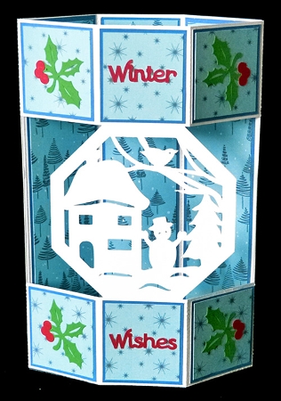 Christmas Scene Hexagonal Box Card by Shirley Young
