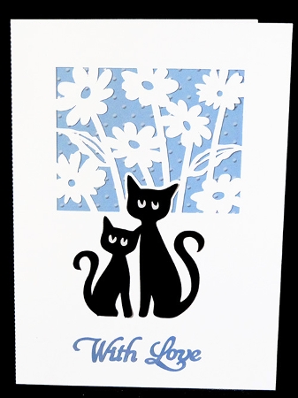 Cat Couple Flower Card by Shirley Young
