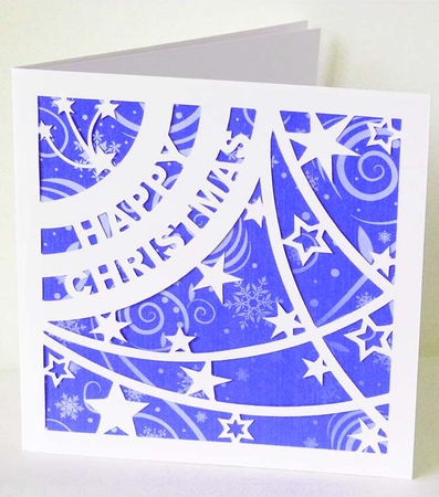 Happy Christmas with Stars Cutout Card by Shirley Young