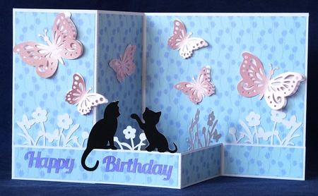 Kittens and Butterflies Z Fold Card by Shirley Young