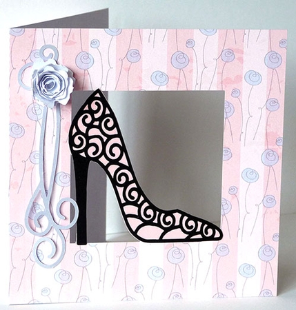 Filigree Shoe Aperture Card by Shirley Young