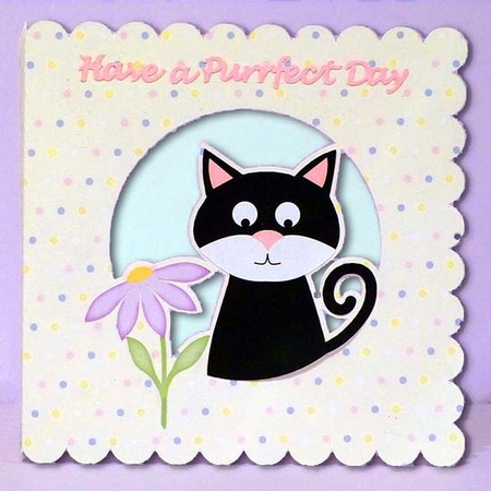 Cat with Flower Aperture Card by Shirley Young