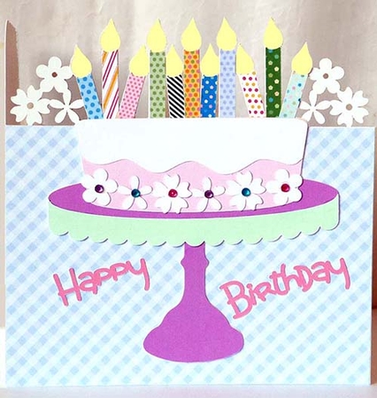 Over the Edge Birthday Cake Card by Shirley Young