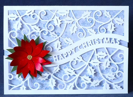 Happy Christmas Poinsettia Split Card by Shirley Young