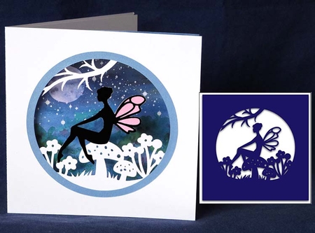 Mushroom Fairy Aperture Card plus Overlay by Shirley Young