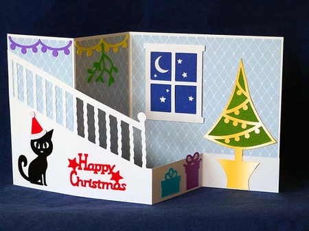 Christmas Stairs Z Fold Card by Shirley Young