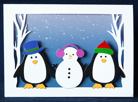 Penguins and Snowman Card by Shirley Young