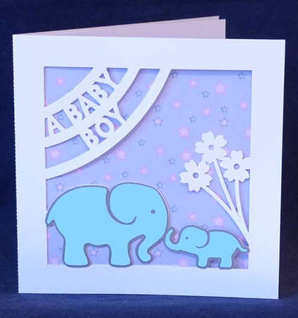 Baby Boy Elephants Card by Shirley Young
