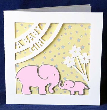 Baby Girl Elephants Card by Shirley Young
