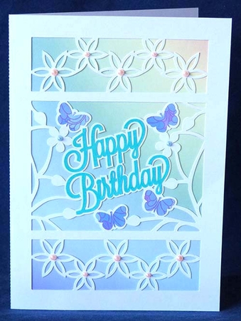 Happy Birthday Flowers and Butterflies Card by Shirley Young