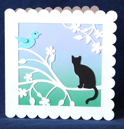 Cat on a Branch Card by Shirley Young