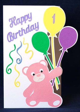 Balloon Bear Birthday Card with Numbers 0 to 9 by Shirley Young