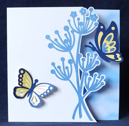 Dandelions and Butterflies Over The Edge Card by Shirley Young