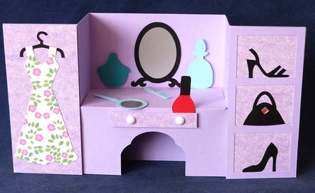 Dressing Table Bench Fold Card by Shirley Young