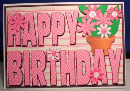 Happy Birthday Pink Flowers Decoupage 2 by Shirli Walker