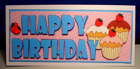 Happy Birthday and Cupcakes Large Dl 3 by Shirli Walker