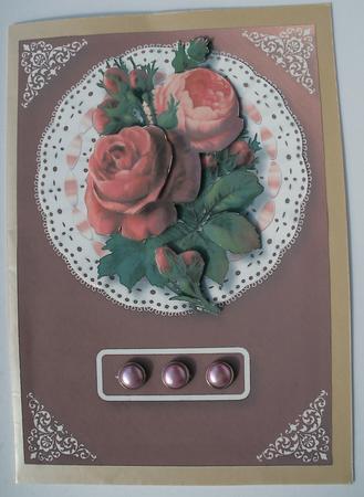 Roses on Lace Card Front by Shirli Walker