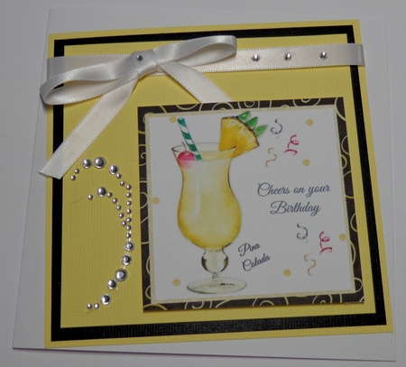 Pina Colada Cocktail birthday card topper for 6x6 card by Shonni Moore