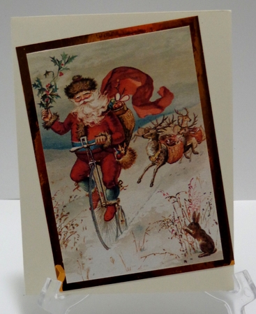 Vintage Christmas Santa on Bike Splendid Pyramid by Shonni Moore