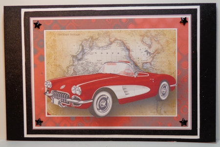 Red Vintage Sports Car Card Front by Shonni Moore
