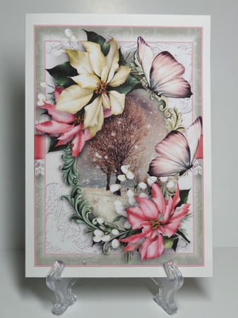 Poinsettia Winter Scene Card Front A5 kit by Shonni Moore