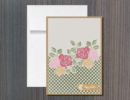 Minimal modern Easter Spring roses 5x7 with insert, sentiments & decoupage by Sonja Nelson