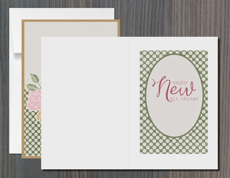 Minimal modern Easter Spring roses 5x7 with insert, sentiments & decoupage by Sonja Nelson
