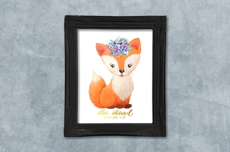 Be Kind Fox Nursery Scripture Word Art Printable Watercolor Wall Decor Print Designed at 8x10 Ephesians 4:32 by Sonja Nelson