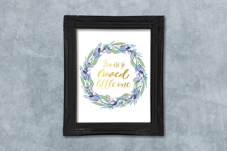 You Are Loved Wreath Nursery Word Art Printable Watercolor Wall Decor Print Designed at 8x10  by Sonja Nelson