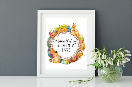 Easter Word Art Printable Bunny Wreath Wall Decor Print Designed at 8x10  by Sonja Nelson