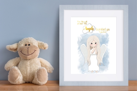 Printable wall decor 8x10 Nursery christian word art angel scripture print by Sonja Nelson