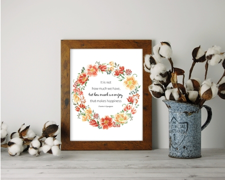 Printable Wall Decor 8x10 Autumn Wreath Encouragement word art watercolor print by Sonja Nelson