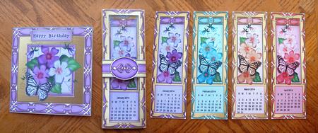 Butterfly & Violas Bookmark Calendar Fold Card Kit by Sonja Nelson