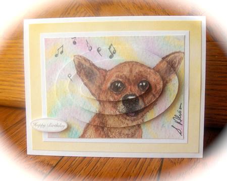 The Singing Chihuahua Oval Pyramid by Sonja Nelson
