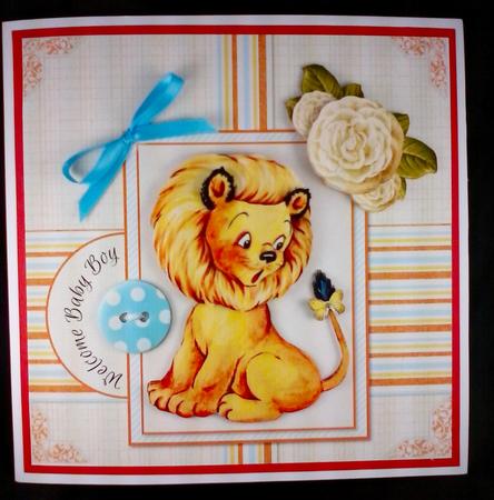 Vintage Lion New Baby Boy or Birthday Mini Kit by Sonja Nelson