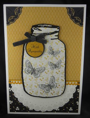 Butterfly Mason Jar Black Gold Sympathy Get Well Birthday by Sonja Nelson