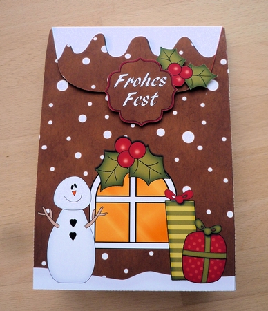3D Xmas Snowman Gingerbread House Gift Bag Mini Kit by Stefanie Mohrmann