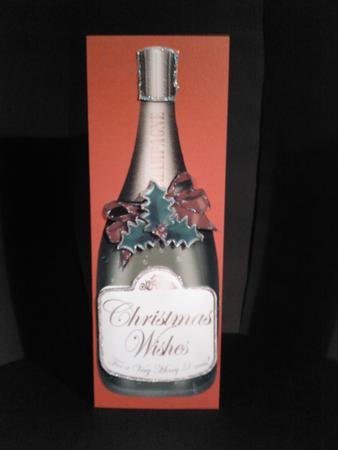 Large Dl Christmas Champagne Bottle Shaped Card by Stella Reynolds